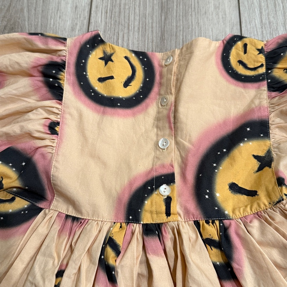 Molo Kids Caly Space Happy AOP Smiley Face Dress 4T - Picture 5 of 8